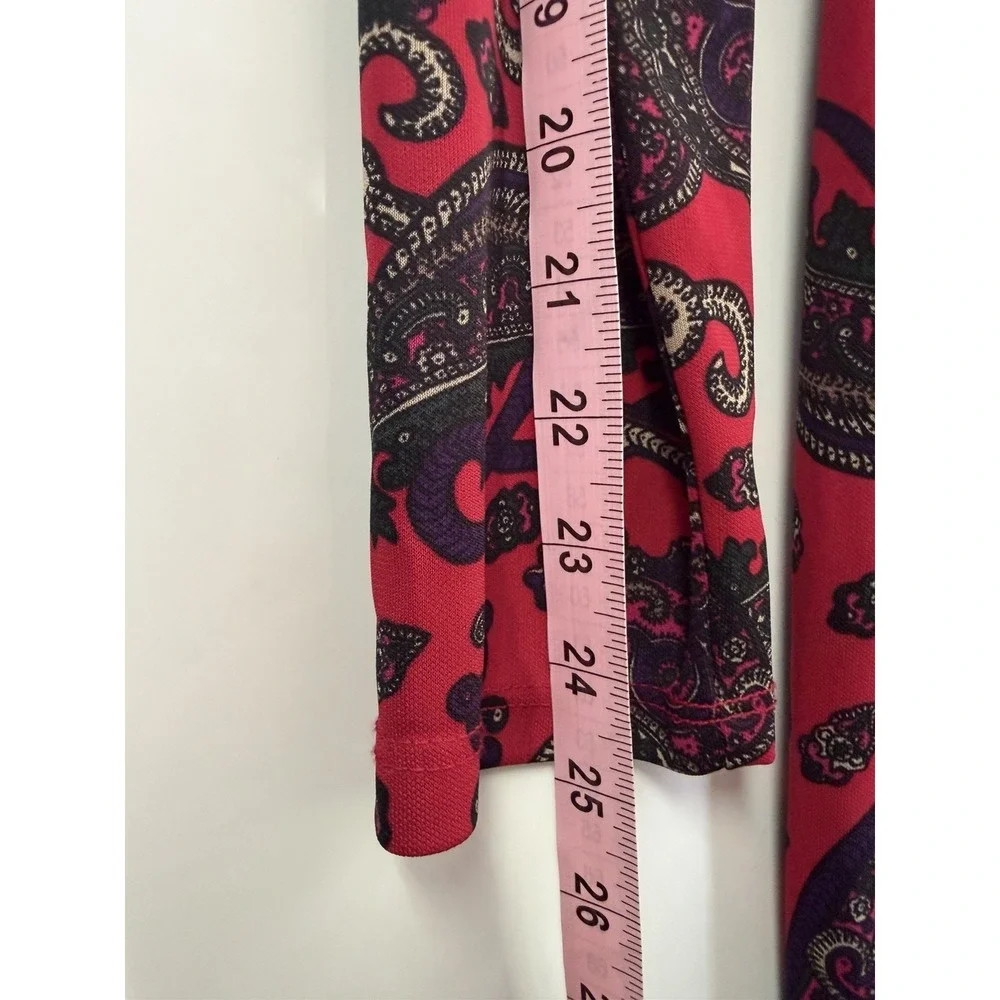 Ralph Lauren Timeless Sophisticated Paisley Twist-Front Red Blck Sheath Dress 10